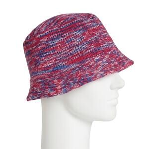 Knit Acrylic Bucket Hat Red Blue White Y2K Unisex NWOT
